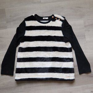 JEAN PAUL GAULTIER JUNIOR fur top 12 yr stripe black white formal designer chic